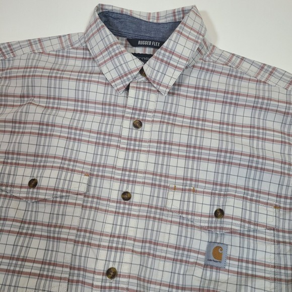 Carhartt Rugged Flex Relaxed Fit Large Mens Button‎ Down Short Sleeve